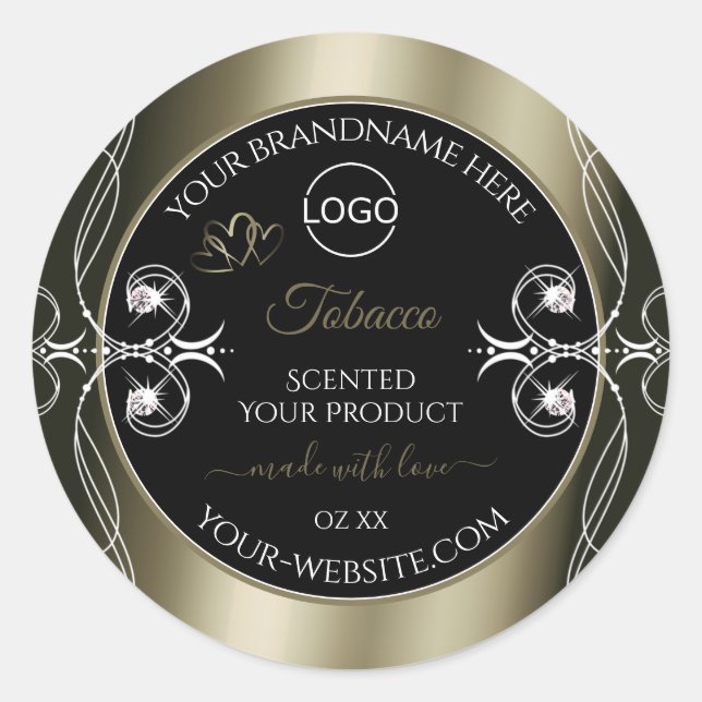 Luxurious Platinum Black Product Labels with Logo (Front)