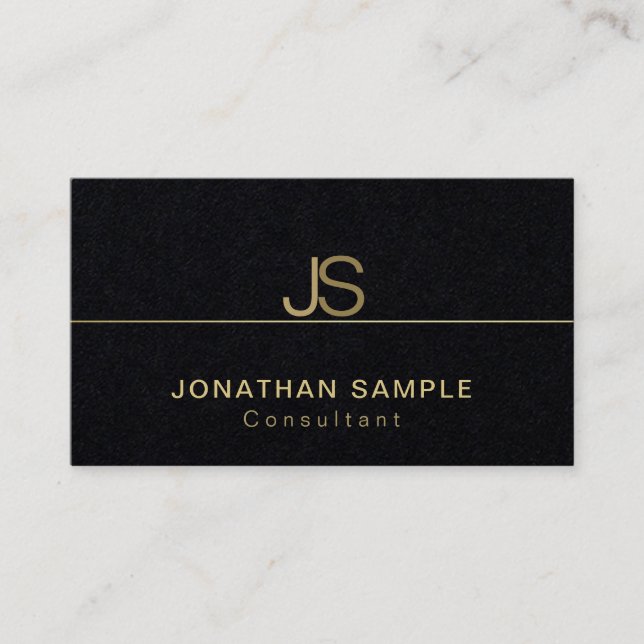 Luxurious Premium Black Elegant Monogram Modern Business Card (Front)