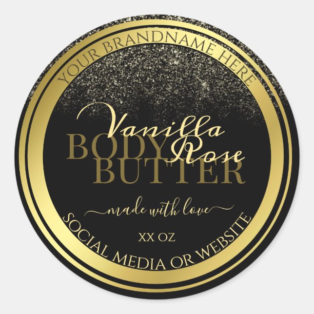 Luxurious Product Packaging Labels Black and Gold (Front)