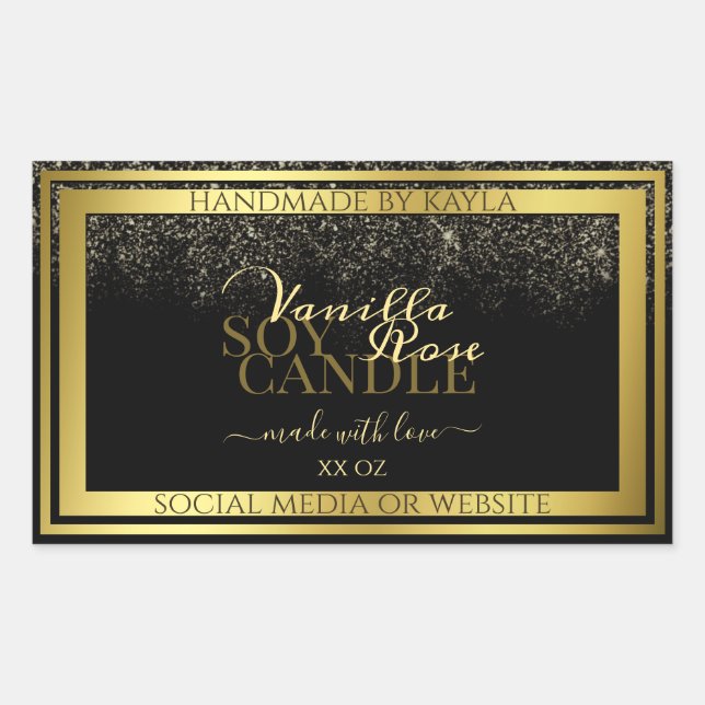Luxurious Product Packaging Labels Black and Gold (Front)