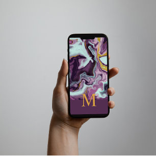 Luxurious Purple and Gold Marble Monogram Speck iPhone 12 Case