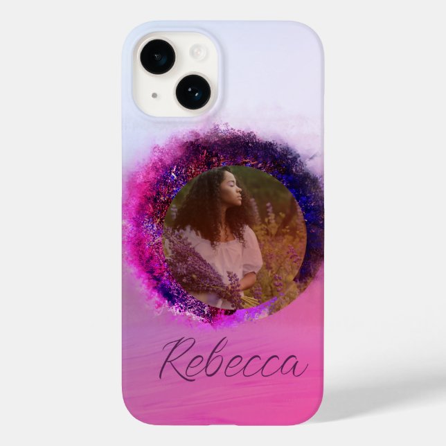 Luxurious Purple and Pink Ombre Circle Frame Case-Mate iPhone Case (Back)