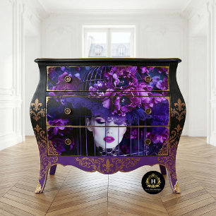 Luxurious Purple Floral Birdcage Hat Decoupage Tissue Paper