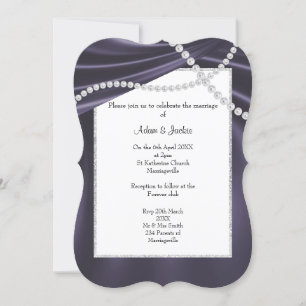 LUXURIOUS PURPLE SATIN DIAMOND ELEGANT WEDDING INVITATION