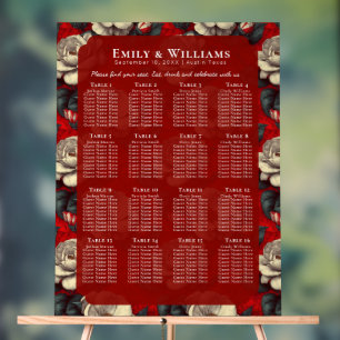 Luxurious Red Gardenias Accent Modern Wedding Acrylic Sign