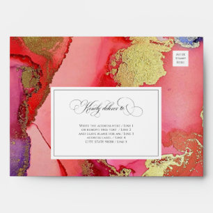 Luxurious Red Purple Gold Wedding Envelope