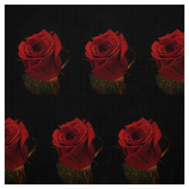 Luxurious Red Rose Floral Fabric - Romantic Rose  (Swatch)