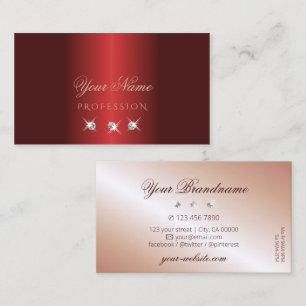 Luxurious Red Rose Gold Sparkle Diamonds Luxe Glam Business Card