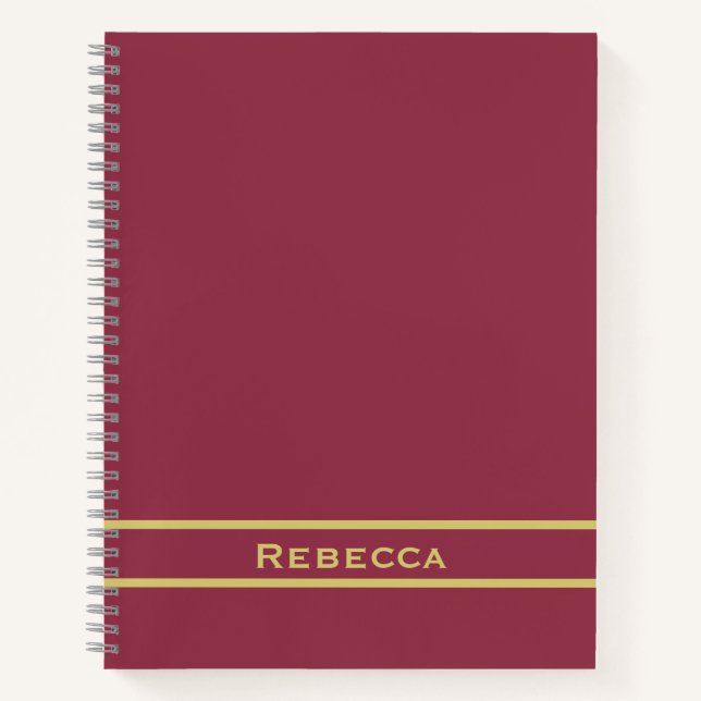 Luxurious Red Solid Color Plain Monogram  Notebook (Front)