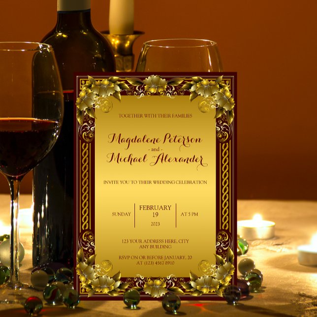 Luxurious Regal Gold Frame Wedding Invitation (Creator Uploaded)