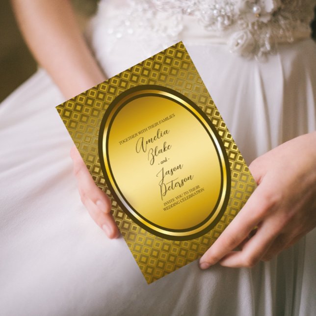 Luxurious Regal Oval Gold Frame Wedding Invitation (Creator Uploaded)