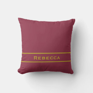 Luxurious Retro Red Solid Color Plain Monogram Throw Pillow