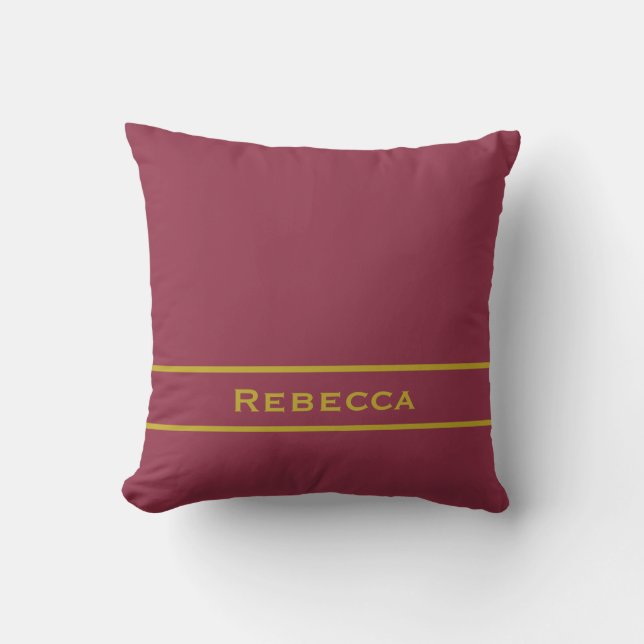 Luxurious Retro Red Solid Color Plain Monogram Throw Pillow (Front)