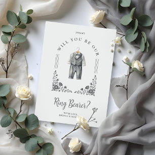 Luxurious Ring Bearer Grey Suit Floral Ornate Dome