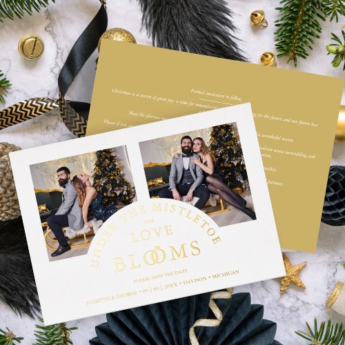 Luxurious Romantic 2 Photos Collage  Foil Holiday Card