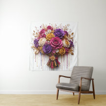 Luxurious Rose Art With Gold and Colorful Drips