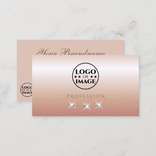 Luxurious Rose Coral Sparkling Diamonds with Logo Business Card