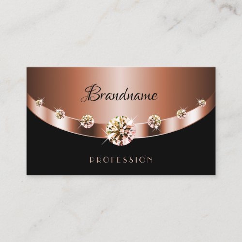 Luxurious Rose Gold Black Shimmery Jewels Diamonds Business Card