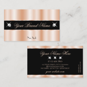 Luxurious Rose Gold Black Sparkle Jewels Luxe Glam Business Card