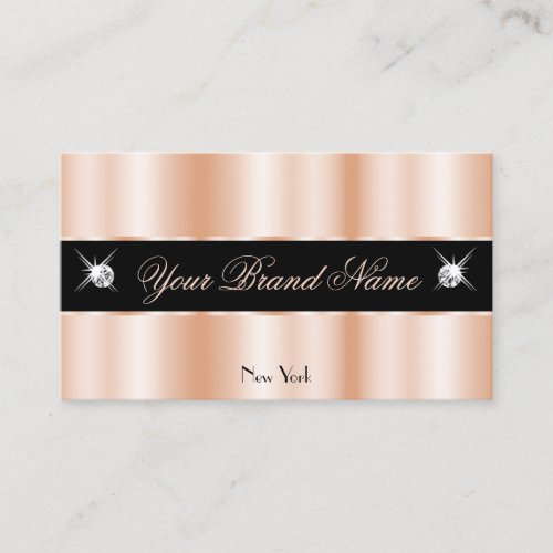Luxurious Rose Gold Black Sparkle Jewels Luxe Glam Business Card