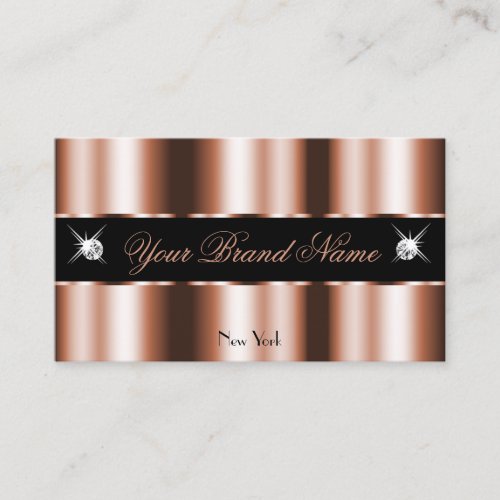 Luxurious Rose Gold Black Sparkle Jewels Luxe Glam Business Card