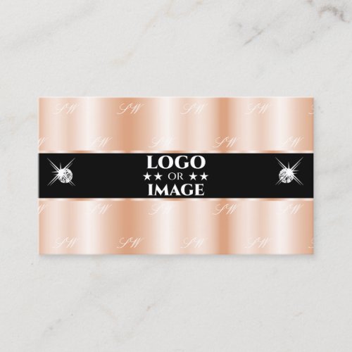 Luxurious Rose Gold Black Sparkle Jewels with Logo Business Card