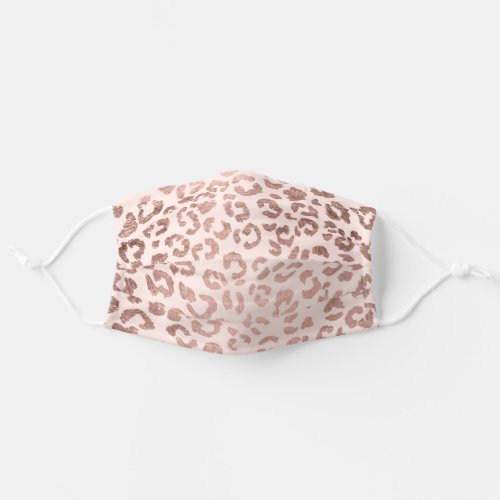 Luxurious rose gold foil leopard pattern pink adult cloth face mask