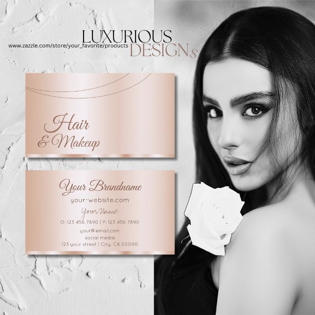 Luxurious Rose Gold Glamorous Professional Simple Business Card (Creator Uploaded)