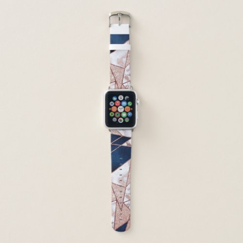 Luxurious Rose Gold Glitter Geometric Marble Apple Watch Band