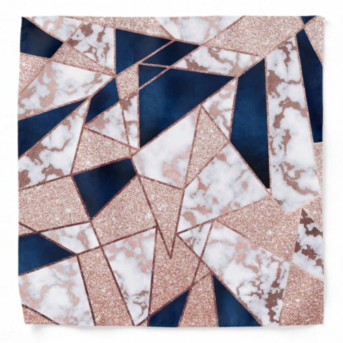 Luxurious Rose Gold Glitter Geometric Marble Bandana