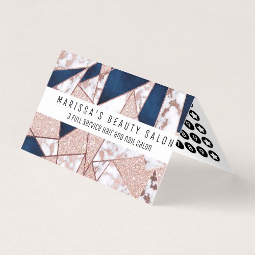 Luxurious Rose Gold Glitter Geometric Marble Business Card