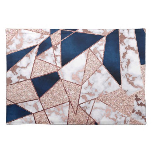 Luxurious Rose Gold Glitter Geometric Marble Cloth Placemat
