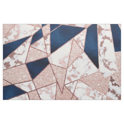 Luxurious Rose Gold Glitter Geometric Marble Fabric