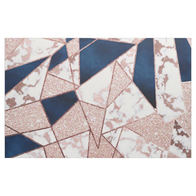 Luxurious Rose Gold Glitter Geometric Marble Fabric (Yard)