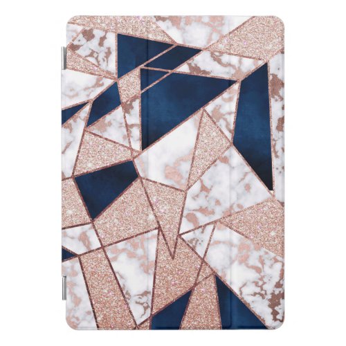 Luxurious Rose Gold Glitter Geometric Marble iPad Pro Cover