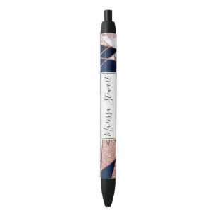 Luxurious Rose Gold Glitter Geometric Marble Pen