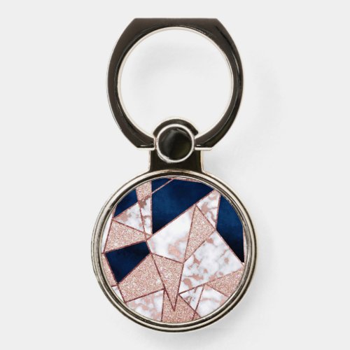 Luxurious Rose Gold Glitter Geometric Marble Phone Ring Stand