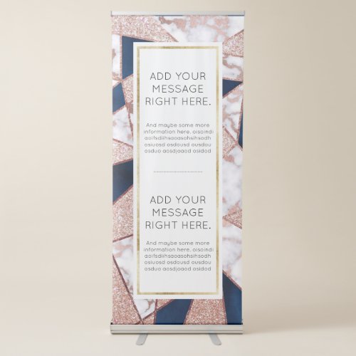 Luxurious Rose Gold Glitter Geometric Marble Retractable Banner