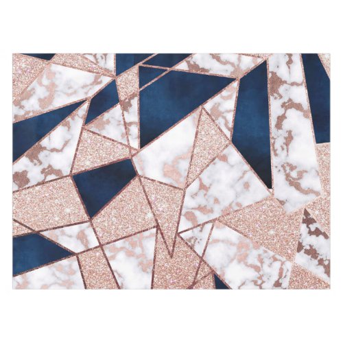 Luxurious Rose Gold Glitter Geometric Marble Tablecloth