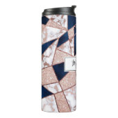 Luxurious Rose Gold Glitter Geometric Marble Thermal Tumbler (Rotated Left)