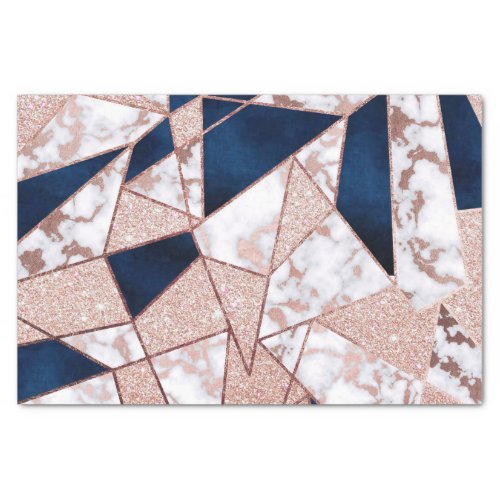 Luxurious Rose Gold Glitter Geometric Marble Tissue Paper