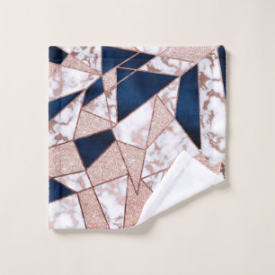 Luxurious Rose Gold Glitter Geometric Marble Wash Cloth