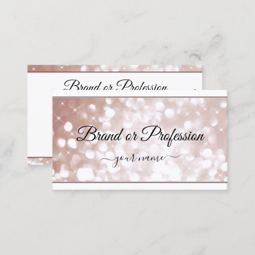 Luxurious Rose Gold Glitter Sparkle Stars White Business Card