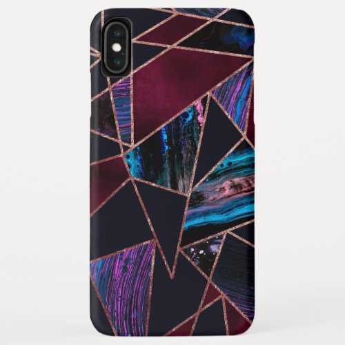 Luxurious Rose Gold Liquid Paint Marble Geometric iPhone XS Max Case