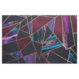 Luxurious Rose Gold Liquid Paint Marble Geometric Fabric