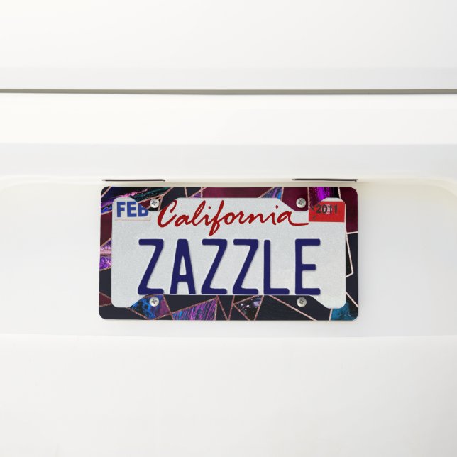 Luxurious Rose Gold Liquid Paint Marble Geometric License Plate Frame (On Car)