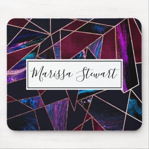 Luxurious Rose Gold Liquid Paint Marble Geometric Mouse Pad