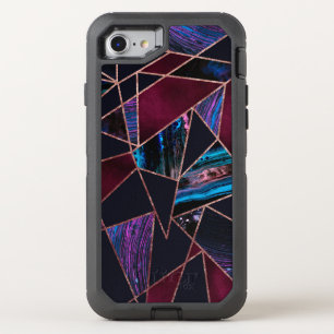 Luxurious Rose Gold Liquid Paint Marble Geometric OtterBox Defender iPhone SE/8/7 Case