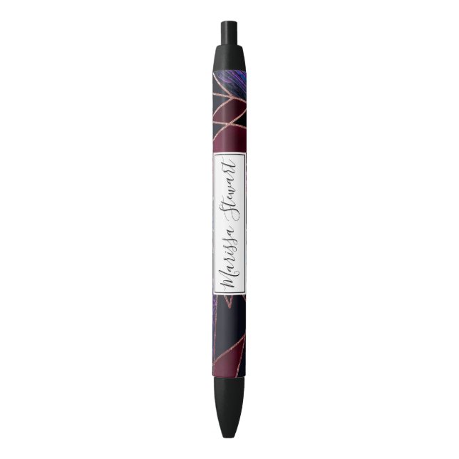 Luxurious Rose Gold Liquid Paint Marble Geometric Pen (Front Vertical)