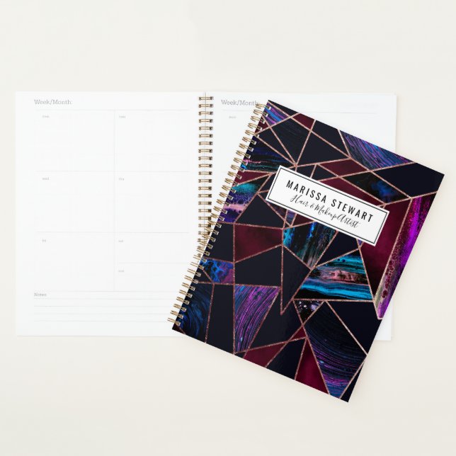 Luxurious Rose Gold Liquid Paint Marble Geometric Planner (Display)